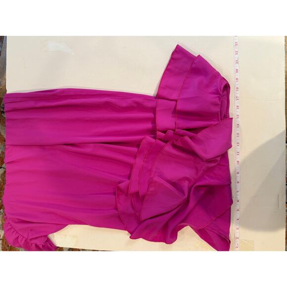 Fuchsia One Shoulder Ruffle Maxi Dress M – Summer Wedding Guest, Resort Chic - Picture 4 of 4